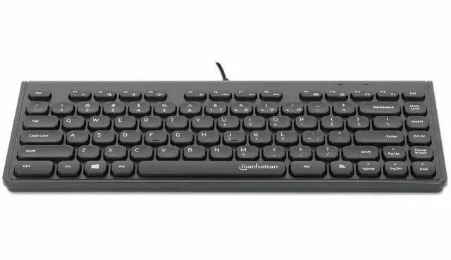Alt view image 3 of 13 - Manhattan Slim Wired USB Mini Keyboard - Cable Connectivity - USB Type A Interface - 82 Key(s) - Linux, ChromeOS, Windows 7, Windows 8.1, Windows 10, Windows 11 - Notebook, Desktop Computer - PC - ABS