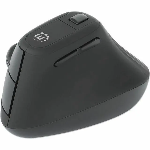 Main image of Manhattan Vertical Ergonomic Wireless USB Mouse - Optical - Wireless - 32.81 ft - Radio Frequency - 2.40 GHz - Black - USB Type A - 1600 dpi - Scroll Wheel - 6 Button(s) - Right-handed - 1 x AA Batter
