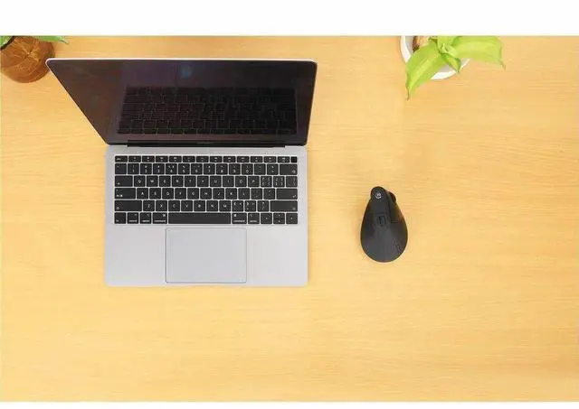 Alt view image 5 of 14 - Manhattan Vertical Ergonomic Wireless USB Mouse - Optical - Wireless - 32.81 ft - Radio Frequency - 2.40 GHz - Black - USB Type A - 1600 dpi - Scroll Wheel - 6 Button(s) - Right-handed - 1 x AA Batter