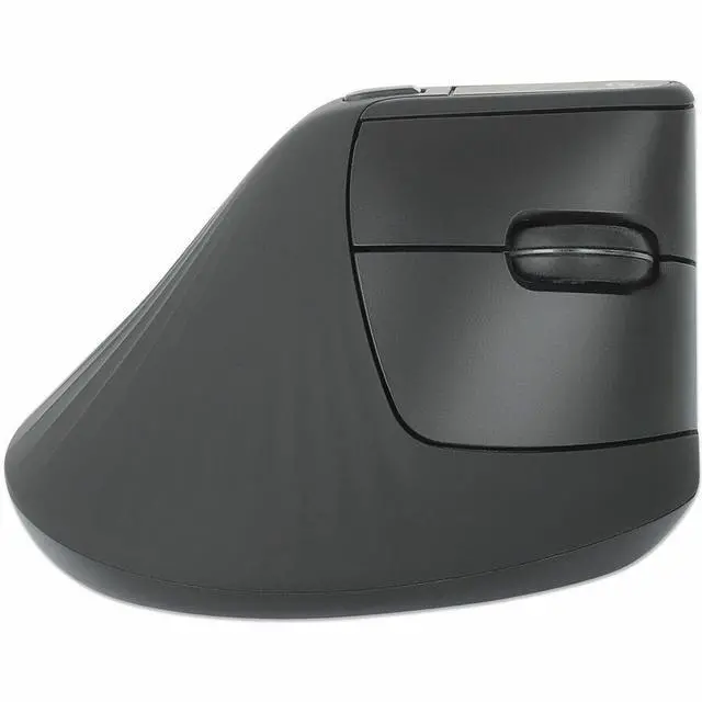 Alt view image 6 of 14 - Manhattan Vertical Ergonomic Wireless USB Mouse - Optical - Wireless - 32.81 ft - Radio Frequency - 2.40 GHz - Black - USB Type A - 1600 dpi - Scroll Wheel - 6 Button(s) - Right-handed - 1 x AA Batter