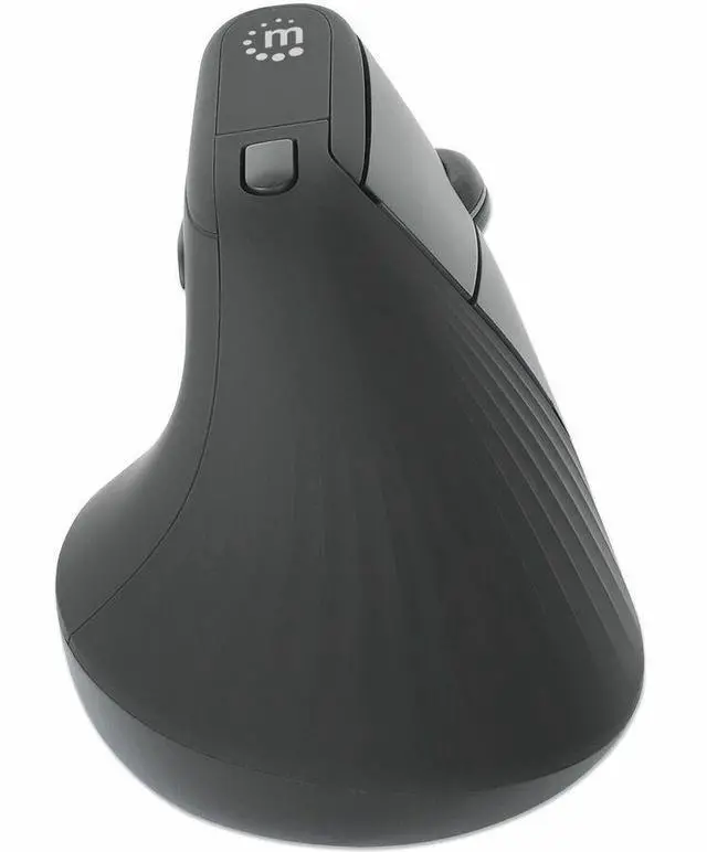 Alt view image 7 of 14 - Manhattan Vertical Ergonomic Wireless USB Mouse - Optical - Wireless - 32.81 ft - Radio Frequency - 2.40 GHz - Black - USB Type A - 1600 dpi - Scroll Wheel - 6 Button(s) - Right-handed - 1 x AA Batter