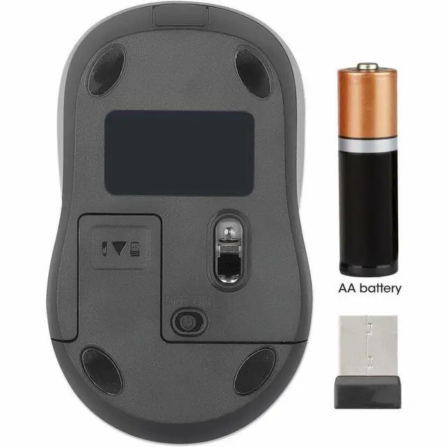 Alt view image 4 of 8 - Manhattan MW3075 Wireless Optical USB Mouse - Full-size Mouse - Optical - Wireless - 32.81 ft - Radio Frequency - 2.40 GHz - Black - USB Type A - 1200 dpi - Scroll Wheel - 3 Button(s) - Symmetrical -