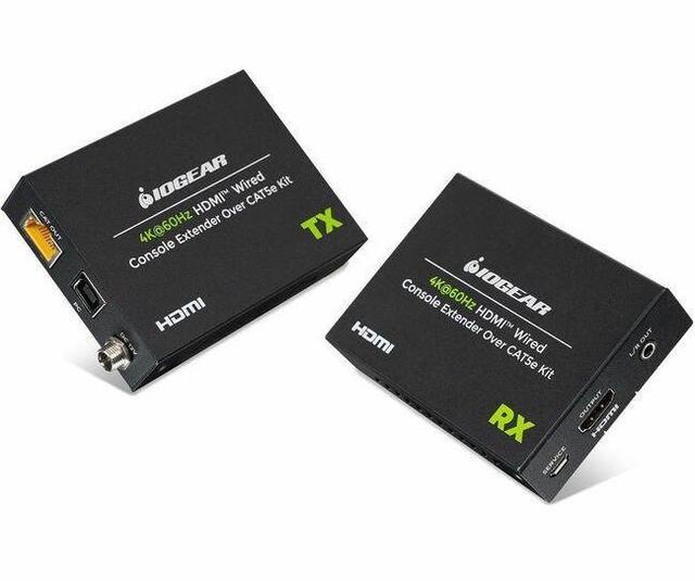 Main image of IOGEAR 4K HDMI Console Extender w/ Keyboard and Mouse Support - 229.66 ft Range - 2 x Network (RJ-45) - 4 x USB - 1 x HDMI In - 2 x HDMI Out - 4K - 3840 x 2160 - Category 5e, Category 6a, Category 6 -