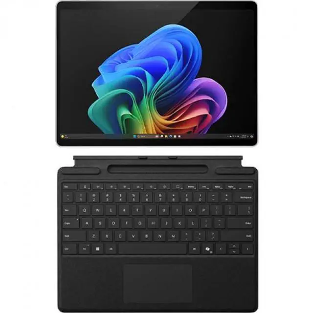 Main image of Microsoft Surface Pro Copilot+ PC Touchscreen 13" OLED Snapdragon X Elite Processor 32GB RAM 1TB SSD (11th Edition) Platinum + Microsoft Surface Pro Keyboard with Pen Storage - Black Large - Note