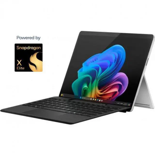 Alt view image 2 of 7 - Microsoft Surface Pro Copilot+ PC Touchscreen 13" OLED Snapdragon X Elite Processor 32GB RAM 1TB SSD (11th Edition) Platinum + Microsoft Surface Pro Keyboard with Pen Storage - Black Large - Note
