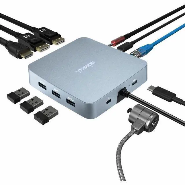 Alt view image 4 of 7 - Adesso AUH-4051 Docking Station - for Notebook/Monitor - Charging Capability - 65 W - USB Type C - 3 Displays Supported - 4K @ 60Hz, 8K @ 30Hz - 3840 x 2160, 7680 x 4320 - 5 x USB Ports - 3 x USB Type