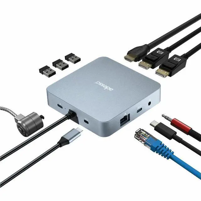 Alt view image 7 of 7 - Adesso AUH-4051 Docking Station - for Notebook/Monitor - Charging Capability - 65 W - USB Type C - 3 Displays Supported - 4K @ 60Hz, 8K @ 30Hz - 3840 x 2160, 7680 x 4320 - 5 x USB Ports - 3 x USB Type