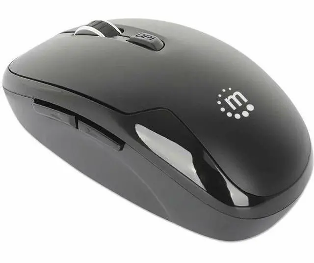 Main image of Manhattan MW6185 Wireless Optical USB Mouse - Full-size Mouse - Optical - Wireless - 32.81 ft - Radio Frequency - 2.40 GHz - Black - USB Type A - 1600 dpi - Scroll Wheel - 6 Button(s) - Right-handed -