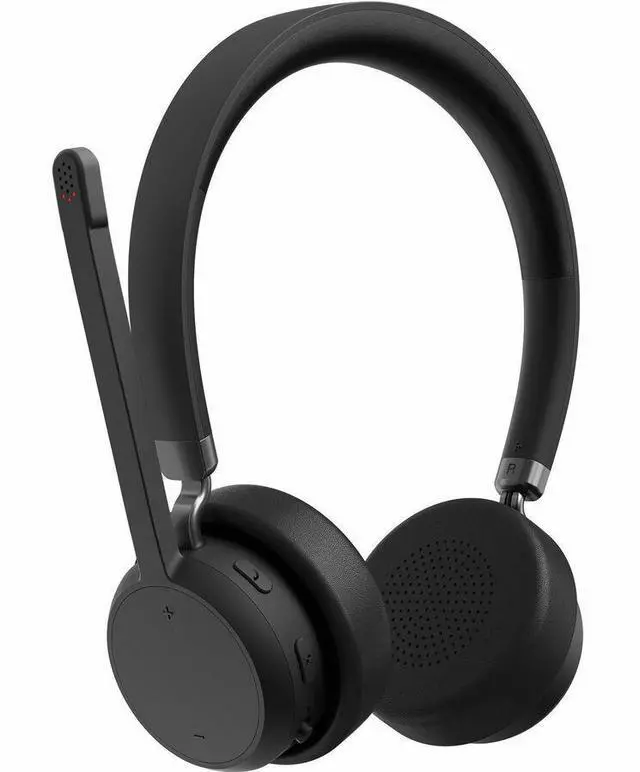 Alt view image 2 of 9 - Lenovo Wireless Stereo Headset - Stereo - Wireless - Bluetooth - 98.4 ft - 32 Ohm - 20 Hz to 20 kHz - On-ear, Over-the-head - Binaural - Circumaural - 4.27 ft Cable - Noise Canceling - Black
