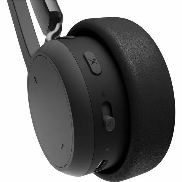 Alt view image 5 of 9 - Lenovo Wireless Stereo Headset - Stereo - Wireless - Bluetooth - 98.4 ft - 32 Ohm - 20 Hz to 20 kHz - On-ear, Over-the-head - Binaural - Circumaural - 4.27 ft Cable - Noise Canceling - Black