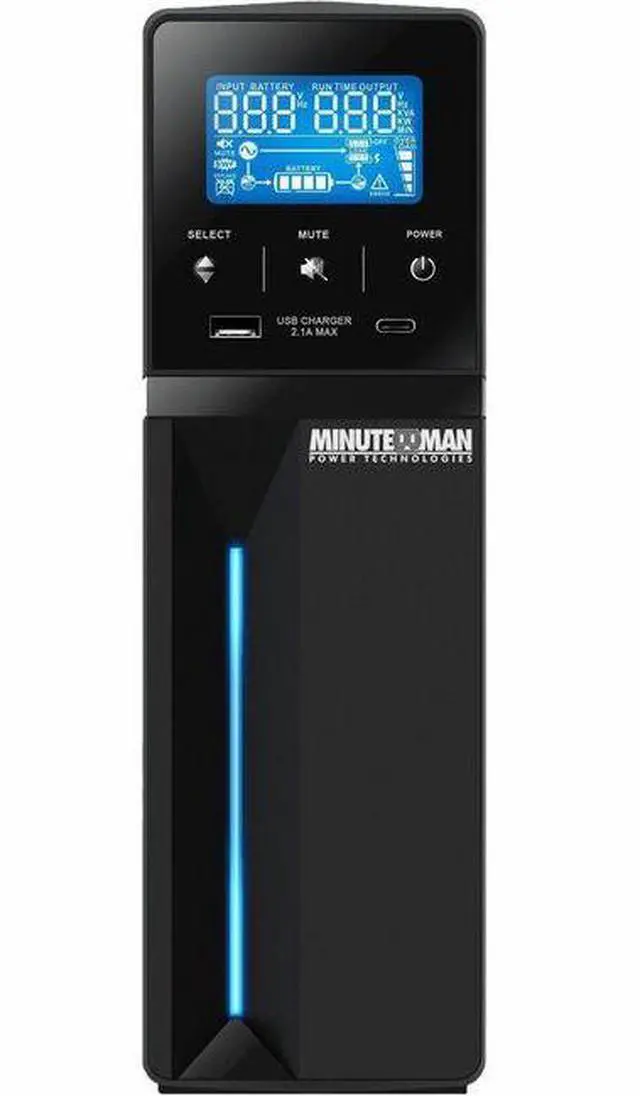 Alt view image 3 of 5 - Minuteman ETR550LG 550VA/330 Watts, 120 VAC, (4)NEMA 5-15 On-battery receptacles, (4) NEMA 5-15 Surge-only receptacles, 6-foot power cord with NEMA 5-15P, 3 min. on-battery full load, 12 min.half load