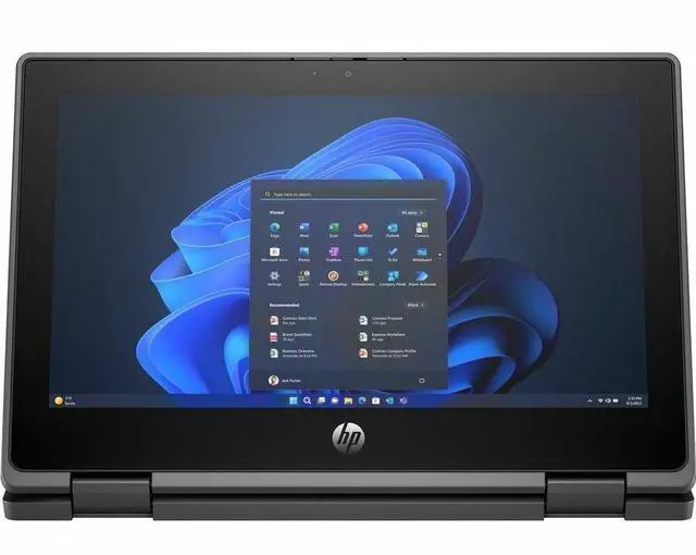 Alt view image 6 of 7 - HP Fortis Flip G1i 11.6" Touchscreen Convertible 2 in 1 Notebook - HD - Intel N-Series N250 - 4 GB - 128 GB Flash Memory - Jet Black - Intel Chip - 1366 x 768 - Windows 11 Pro - Intel UHD Graphic