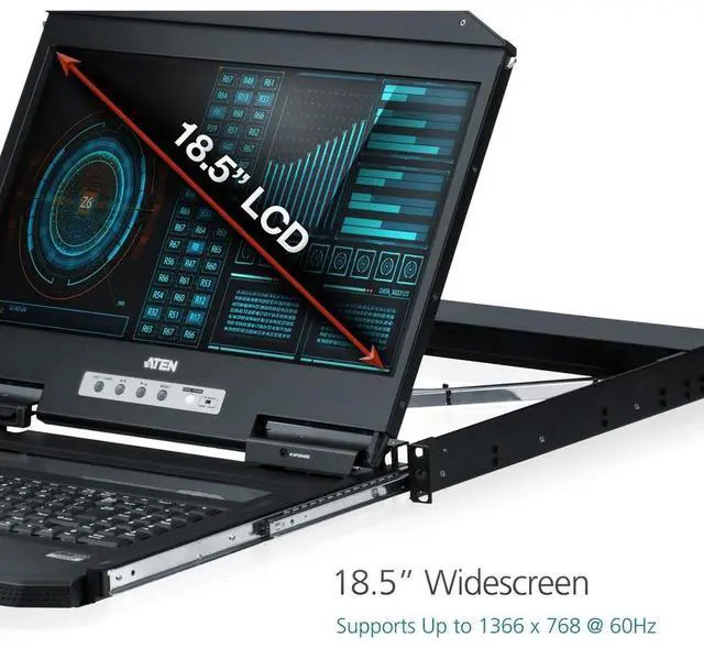 Alt view image 6 of 16 - Aten CL3100 LCD KVM 18.5" Console with Standard Rack Mount Kit CL3100NX