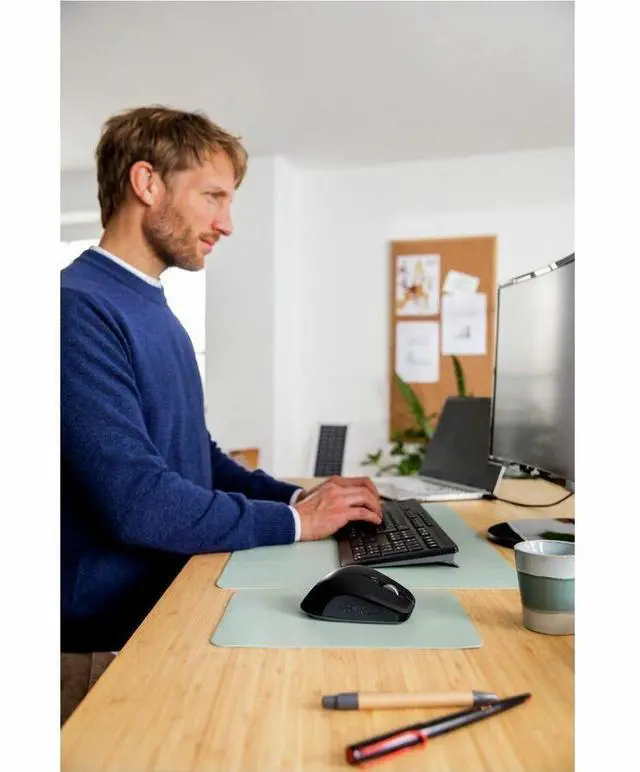 Alt view image 2 of 7 - CHERRY STREAM DESKTOP COMFORT Wireless Desktop Set, AES0128 Encrypted - Full Sized, Black, Whisper Quiet, Status LEDs, Multimedia Keys, Ergonomic Right-Hand 6 Button Mouse, 4000 dpi