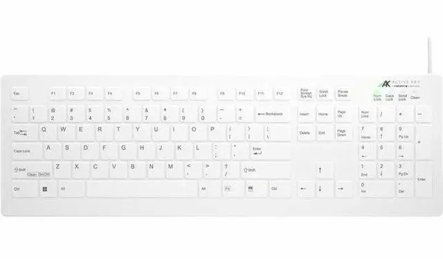 Main image of Active Key AK-C8112 Medical Keyboard - Cable Connectivity - USB Type A Interface - 105 Key(s) - English (US) - Silicone - Membrane/Scissor Keyswitch - White