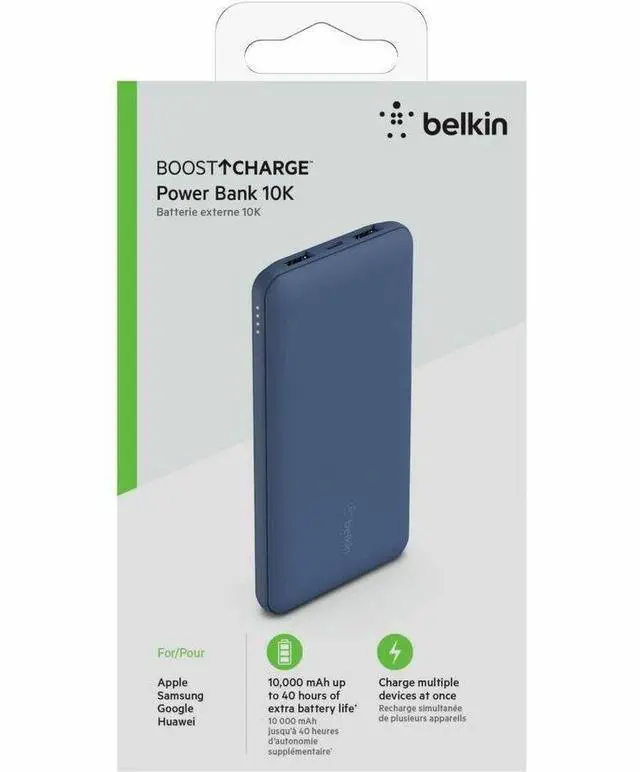 Alt view image 4 of 15 - Belkin BoostCharge USB-C Portable Charger 10K Power Bank With 1 USB-C Port and 2 USB-A Ports & Included USB-C To Cable, Blue