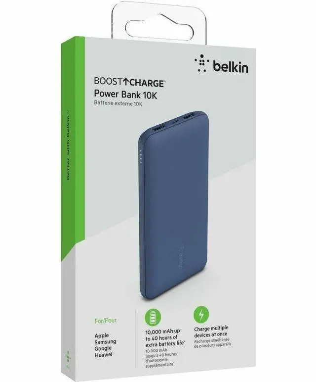 Alt view image 8 of 15 - Belkin BoostCharge USB-C Portable Charger 10K Power Bank With 1 USB-C Port and 2 USB-A Ports & Included USB-C To Cable, Blue