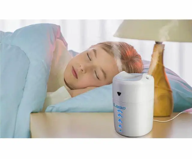 Alt view image 5 of 7 - Lasko Ultrasonic Personal Cool Mist Humidifier with Nightlight, UH150, White - Dual Mist, Cool Mist, Ultrasonic - 13.53 fl oz Tank - 190 Sq. ft. - White