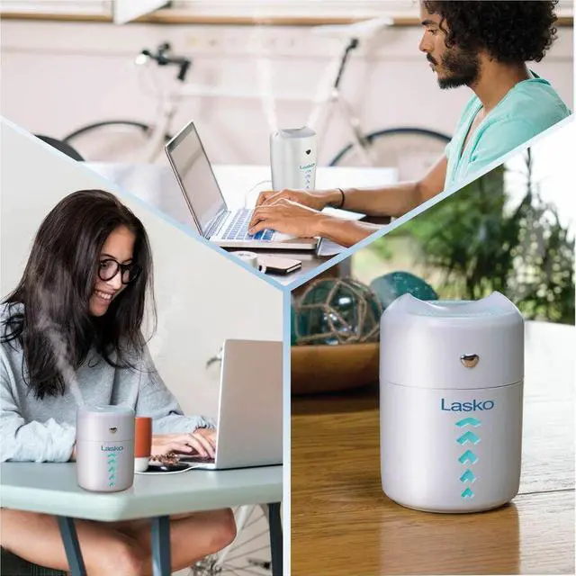 Alt view image 6 of 7 - Lasko Ultrasonic Personal Cool Mist Humidifier with Nightlight, UH150, White - Dual Mist, Cool Mist, Ultrasonic - 13.53 fl oz Tank - 190 Sq. ft. - White