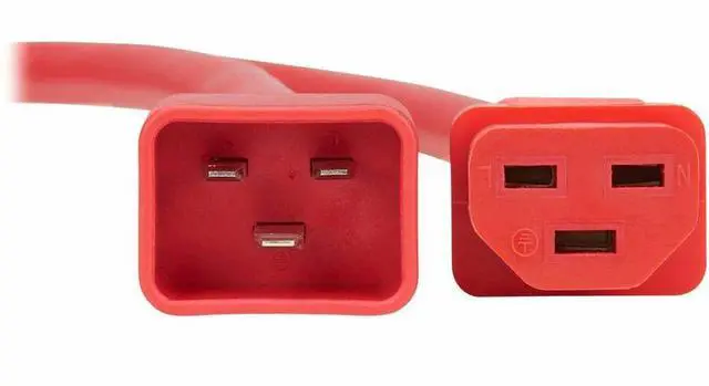 Alt view image 2 of 7 - Eaton Tripp Lite Series Power Cord, C20 to C21 - Heavy-Duty, 20A, 250V, 12 AWG, 2 ft. (0.6 m), Red