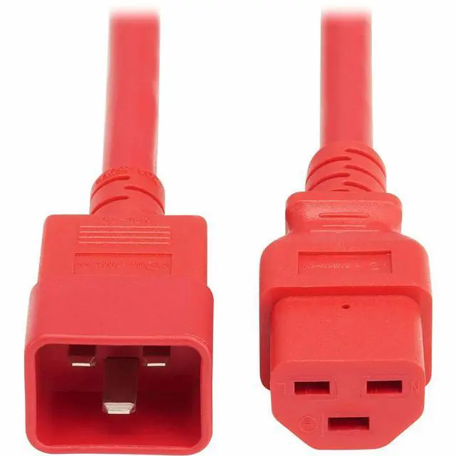 Alt view image 3 of 7 - Eaton Tripp Lite Series Power Cord, C20 to C21 - Heavy-Duty, 20A, 250V, 12 AWG, 2 ft. (0.6 m), Red