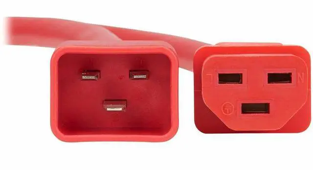 Alt view image 4 of 6 - Eaton Tripp Lite Series Power Cord, C20 to C21 - Heavy-Duty, 20A, 250V, 12 AWG, 3 ft. (0.9 m), Red - For Network Switch, PDU, UPS, Switch, Server, Network Device, Rack, Blade Server, Router - 12 Gauge