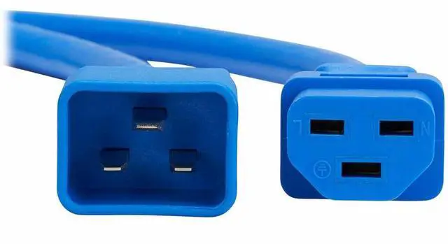 Alt view image 3 of 7 - Eaton Tripp Lite Series Power Cord, C20 to C21 - Heavy-Duty, 20A, 250V, 12 AWG, 2 ft. (0.6 m), Blue