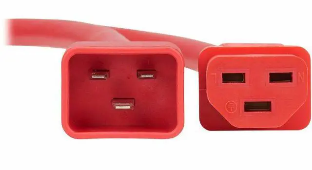 Alt view image 3 of 7 - Eaton Tripp Lite Series Power Cord, C20 to C21 - Heavy-Duty, 20A, 250V, 12 AWG, 2.5 ft. (0.76 m), Red