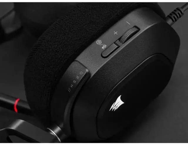 Alt view image 7 of 14 - Corsair HS80 RGB USB Wired Gaming Headset - Carbon - Stereo - USB Type A - Wired - 32 Kilo Ohm - 20 Hz to 40 kHz - On-ear, Over-the-head - Binaural - Ear-cup - 5.91 ft Cable - Omni-directional Microph