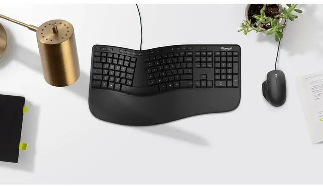 Alt view image 3 of 6 - Microsoft Ergonomic Keyboard - Cable Connectivity - USB 2.0 Type A Interface - 126 Key(s) - MS Office, Emoji, Search, Multimedia, Mute, Volume Up, Volume Down, Music, Previous Track, Next Track, Play/