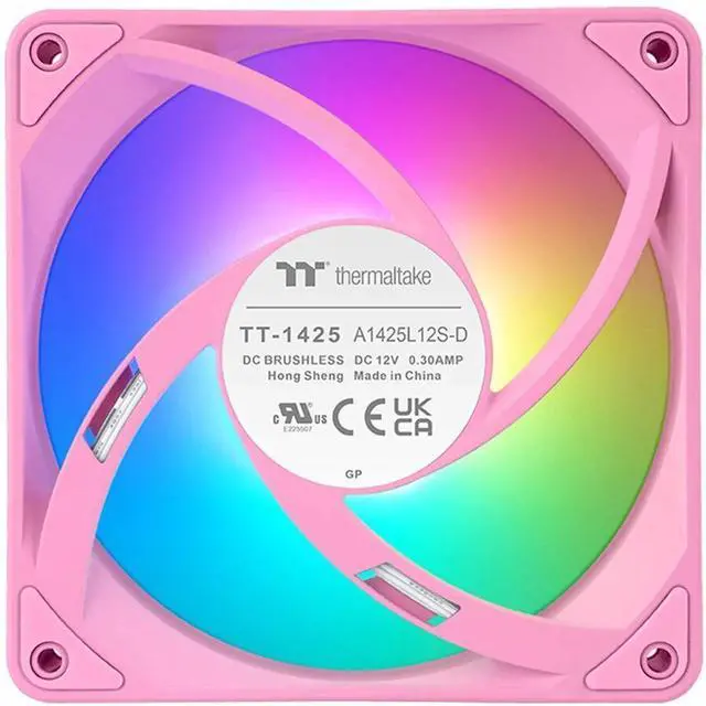 Alt view image 10 of 15 - Thermaltake CT140 EX ARGB Sync PC Cooling Fan 3 Pack, PWM 500~1800 RPM, 5V Motherboard Sync, 16.8 Million Colors 9 LEDs, MagForce 2.0 Connectors, Hydraulic Bearing, Bubble Pink, CL-F221-PL14PK-A