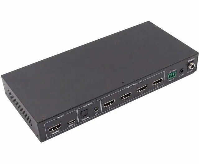 Alt view image 2 of 6 - Eaton Tripp Lite Series 1x4 Video Wall Controller - 4K 60 Hz, 1 HDMI/USB-C Input, 4 HDMI Outputs, HDR, 4:4:4 - 3840 x 2160 - 4K, 4K UHD - 1 x 4 - Display, Monitor, TV, Projector, Blu-ray Disc Player,
