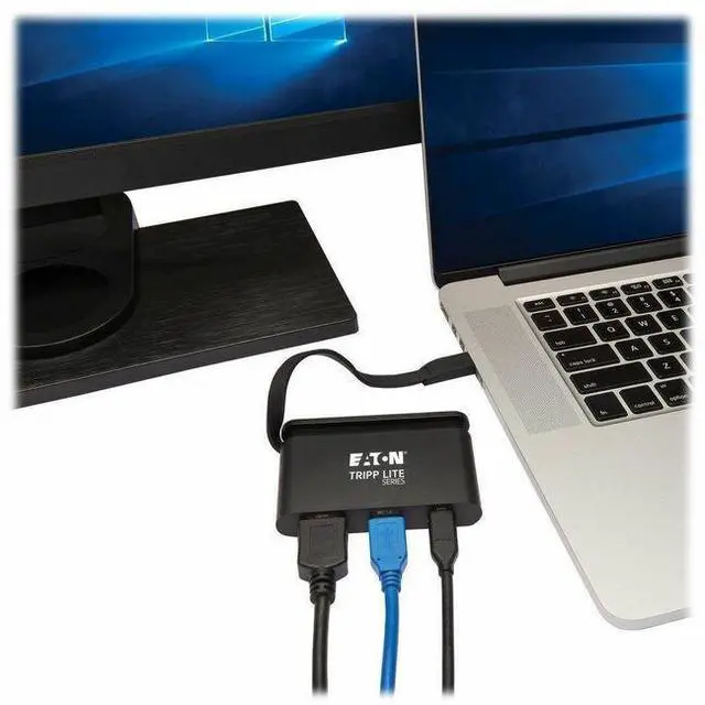 Alt view image 12 of 20 - Tripp Lite Usb C Multiport Adapter Converter 4K W/ /Hdmi Gigabit Ethernet Usb-A Hub Pd Charging Storage Cable Thunderbolt 3 Compatible