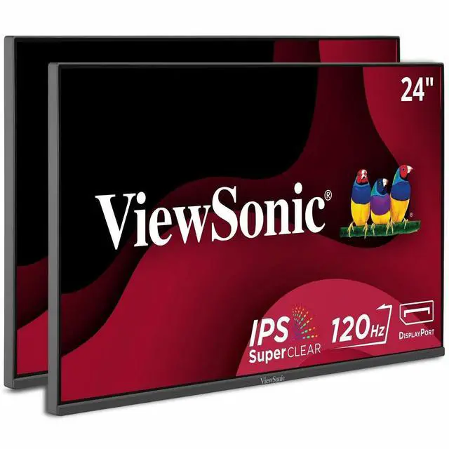 Alt view image 8 of 16 - ViewSonic VA2456A-MHD_H2 Dual Monitor Pack Head-Only 1080p IPS Frameless Monitors with 120Hz, Eye Care, VESA Mountable, HDMI, DisplayPort, and VGA Inputs for Home and Office