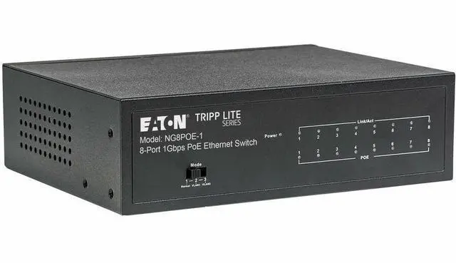 Alt view image 7 of 7 - Eaton Tripp Lite Series 8-Port 10/100/1000 Mbps Desktop Gigabit Ethernet Unmanaged Switch with PoE+, 60W, Metal Enclosure - 8 Ports - Gigabit Ethernet - 10/100/1000Base-T - 2 Layer Supported - 81 W Po