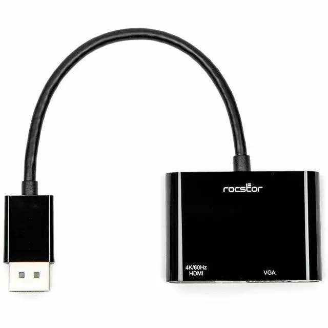 Alt view image 3 of 7 - Rocstor DisplayPort 1.2 to HDMI & VGA Multiport Active Video Adapter – 4K/60Hz – Black