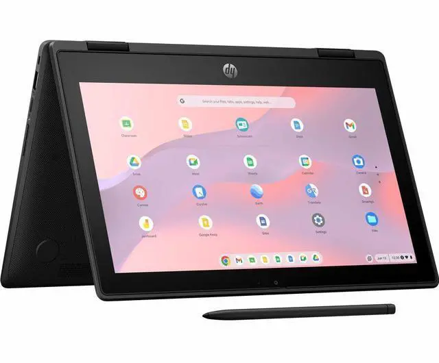 Alt view image 2 of 7 - HP Fortis Flip G1m 11.6" Touchscreen Convertible 2 in 1 Chromebook - HD - Octa-core (ARM Cortex A76 + Cortex A55) - 32 GB Flash Memory - English Keyboard - Jet Black - MediaTek Kompanio 520 Chip
