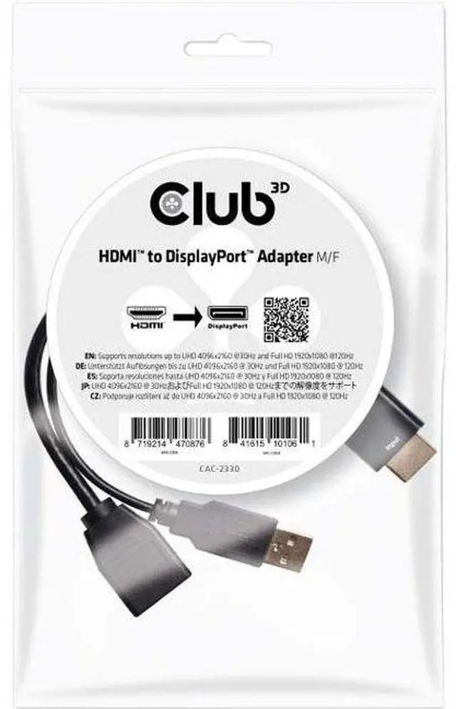 Alt view image 12 of 16 - Club 3D Hdmi To Displayport Adapter