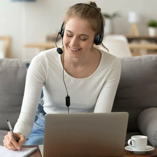 Alt view image 6 of 9 - Aluratek Wired USB Headset with Noise Reducing Boom Mic, Black AWHU01FJ