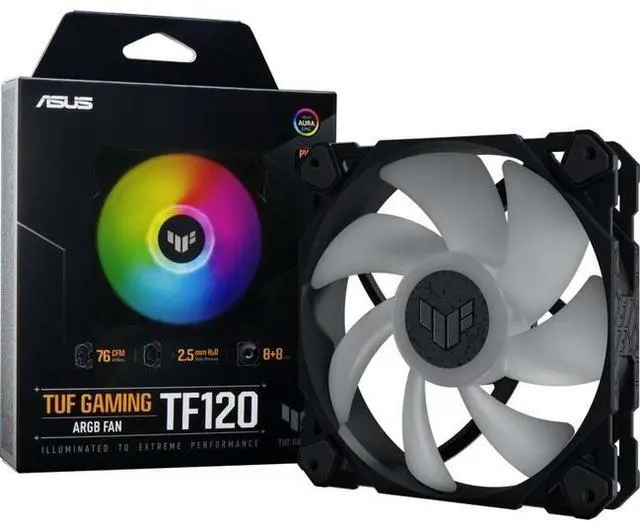 Alt view image 8 of 19 - ASUS TUF Gaming TF120 ARGB Chassis Fan 3-Pin Customizable LEDs Blade, Advanced Fluid Dynamic Bearing, 120mm PWM Control, Anti-vibration Pads, Double-layer LED Array for Computer Case & Liquid Radiator