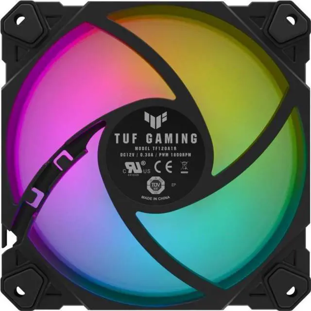 Alt view image 12 of 19 - ASUS TUF Gaming TF120 ARGB Chassis Fan 3-Pin Customizable LEDs Blade, Advanced Fluid Dynamic Bearing, 120mm PWM Control, Anti-vibration Pads, Double-layer LED Array for Computer Case & Liquid Radiator
