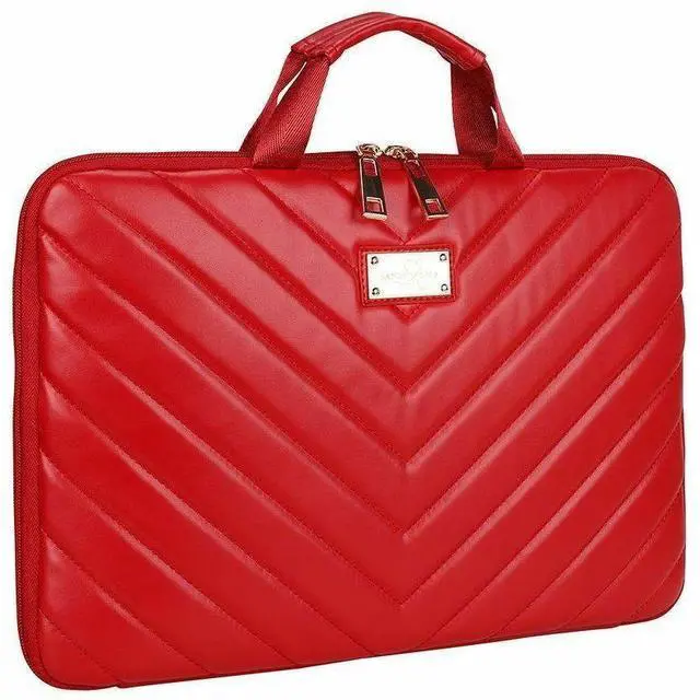 Alt view image 2 of 8 - Sandy Lisa Capri Carrying Case (Sleeve) for 14" Notebook - Red - Scratch Resistant - Chevron Printed - Handle - 10.4" Height x 15.4" Width x 1" Depth