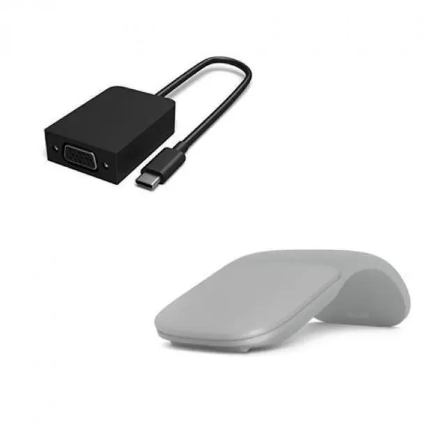 Alt view image 2 of 5 - Microsoft Surface Arc Touch Mouse Platinum + Surface USB-C to VGA Adapter Black - Bluetooth Connectivity - Ultra-slim & lightweight - Innovative full scroll plane - Allows you to share photos and