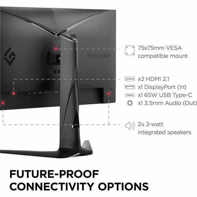 Alt view image 14 of 20 - ViewSonic XG275D-4K 27 Inch 4K UHD Gaming Monitor with 320Hz, 0.5ms Response Time, AMD FreeSync Premium, Advanced Ergonomics, HDMI, DisplayPort, and 65W USB-C
