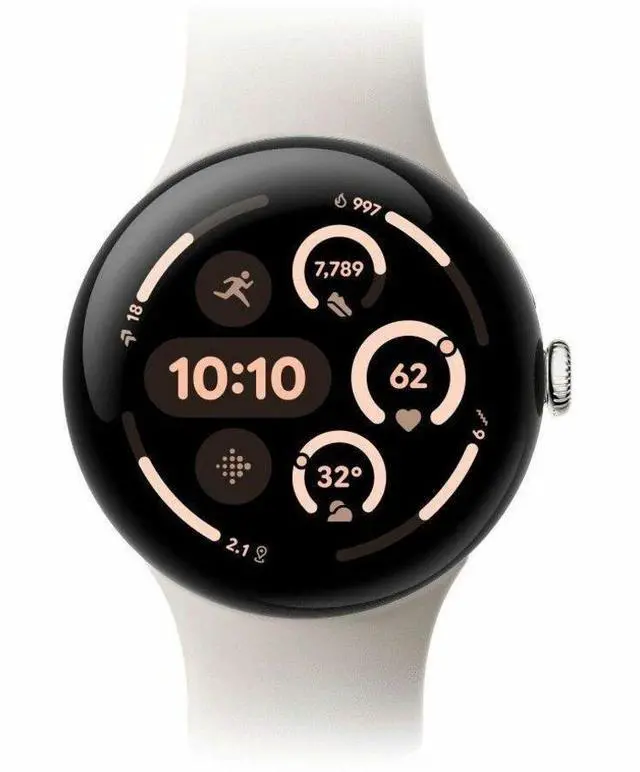 Alt view image 5 of 15 - Google Pixel Watch 3 (41mm) - Android Smartwatch with Heart Rate Tracking, Advanced Running from Fitbit, Fitness Insights, 24-Hour Battery - Polished Silver Aluminum Case - Porcelain Band - Wi-Fi