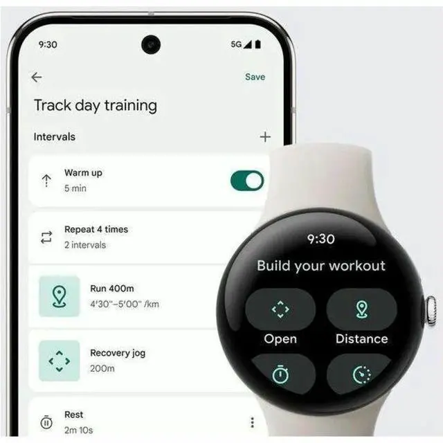 Alt view image 7 of 15 - Google Pixel Watch 3 (41mm) - Android Smartwatch with Heart Rate Tracking, Advanced Running from Fitbit, Fitness Insights, 24-Hour Battery - Polished Silver Aluminum Case - Porcelain Band - Wi-Fi