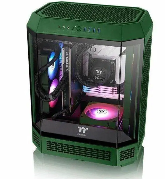Alt view image 9 of 16 - Thermaltake CT140 EX Reverse ARGB Sync PC Cooling Fan 3 Pack, 500~1800 RPM, 5V Mobo Sync, 16.8 Million Colors 9 LEDs, MagForce 2.0 Connectors, Hydraulic Bearing, Racing Green, CL-F230-PL14RG-A