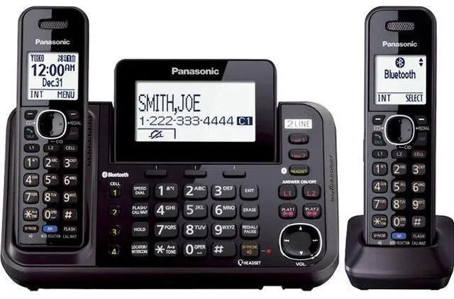 Alt view image 8 of 12 - Panasonic KX-TG9542B Two Handset Cordless Phone|DECT 6.0|Link2Cell|Expandable Up-To 12 Handsets|Black