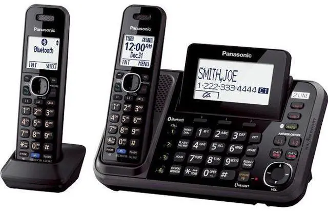 Alt view image 10 of 12 - Panasonic KX-TG9542B Two Handset Cordless Phone|DECT 6.0|Link2Cell|Expandable Up-To 12 Handsets|Black