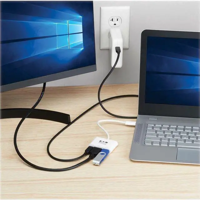 Alt view image 6 of 7 - Eaton Tripp Lite Series USB-C Multiport Adapter - 4K 60 Hz HDMI, USB-A and USB-C Hub Ports, USB 3.2 Gen 1, 140W PD Charging, HDR, HDCP 2.3 - 1 x USB 3.2 (Gen 1) Type C - Male - 1 x HDMI Digital Audio/